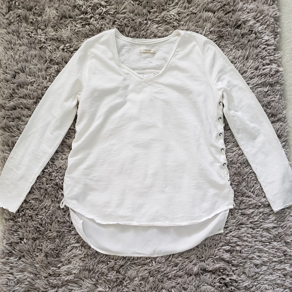 Blank NYC Clean Slate Lace Up Blouse Shirt Top S